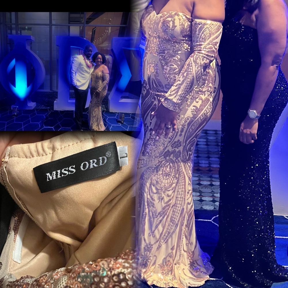 Gold Cocktail Prom Gala Gown - Picture 3 of 5